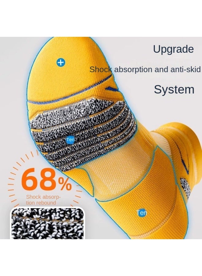 ماراثون جوارب الجري الاحترافية ماراثون للرجال، خريف وشتاء منتصف الساق سميكة منشفة القاع رياضة ركوب الدراجات كرة السلة مضاد للرائحة - Image 3