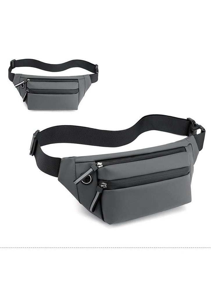 CMGTYYD Running Belt Waist Packs, Grey Waist Bag with Triple Pockets Design, Multifunction Water Resistant Fanny Pack, Adjustable Elastic Belt for Men Women Running Workout Hiking Travel - Image 1