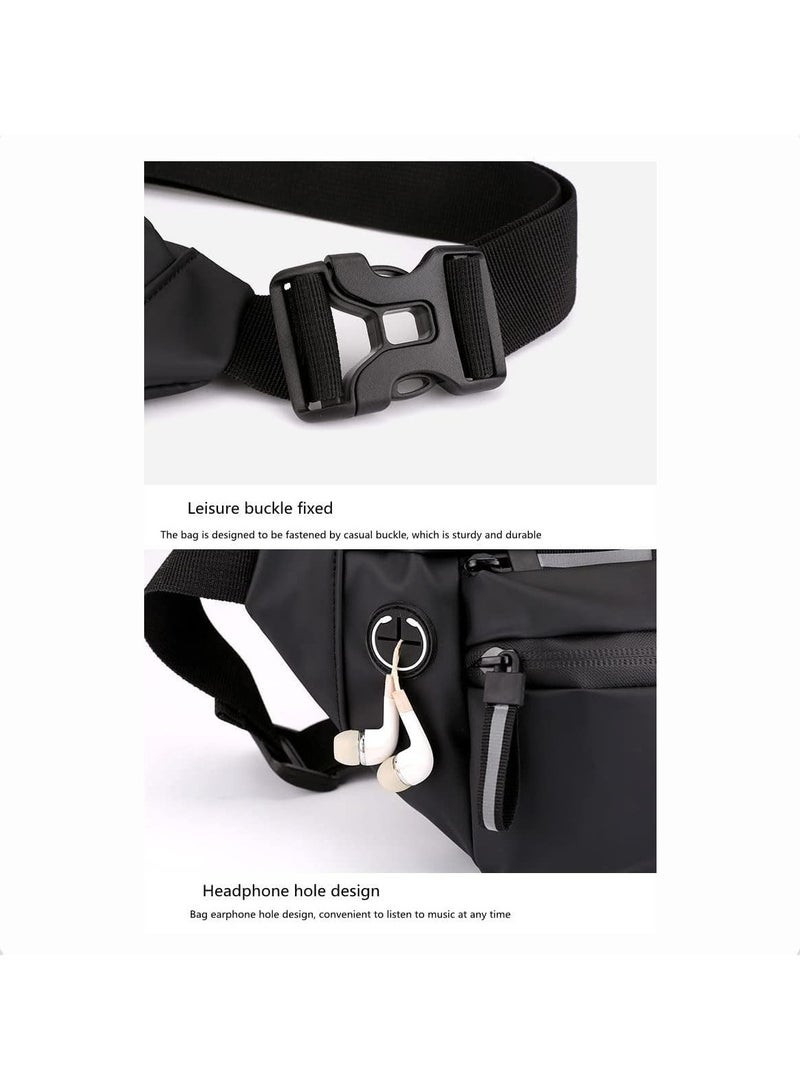 CMGTYYD Running Belt Waist Packs, Grey Waist Bag with Triple Pockets Design, Multifunction Water Resistant Fanny Pack, Adjustable Elastic Belt for Men Women Running Workout Hiking Travel - Image 2