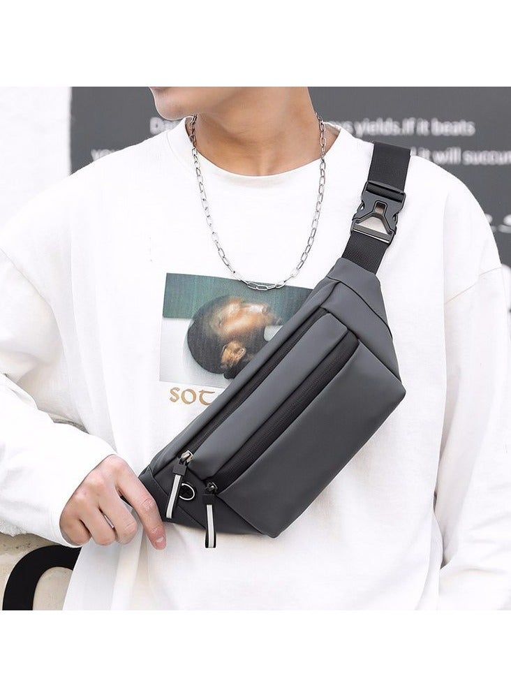 CMGTYYD Running Belt Waist Packs, Grey Waist Bag with Triple Pockets Design, Multifunction Water Resistant Fanny Pack, Adjustable Elastic Belt for Men Women Running Workout Hiking Travel - Image 3