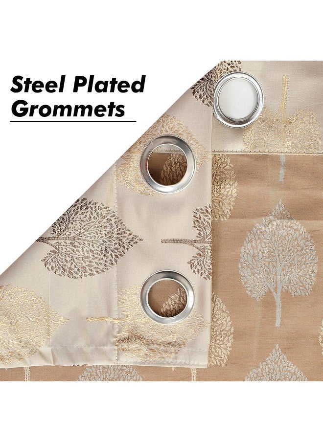Yellow Weaves Yellow Weaves Rich Jacquard Fabric Semi Sheer Grommet Curtains for Window, Lilac Leaf, 5 Feet, Pack of 2, Beige Brown - Image 3