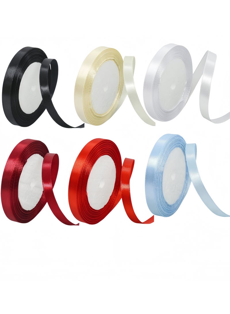 Generic 6 Rolls Satin Ribbon Assortment Set,6 Colors 10mm x 24yd Double Faced Polyester Ribbon for Gift Wrapping, Party Favors, Wedding Decorations, Bow Making, Bouquets, Handmade Hair Bows Making, Sewing Projects & Craft Supplies  - Image 1