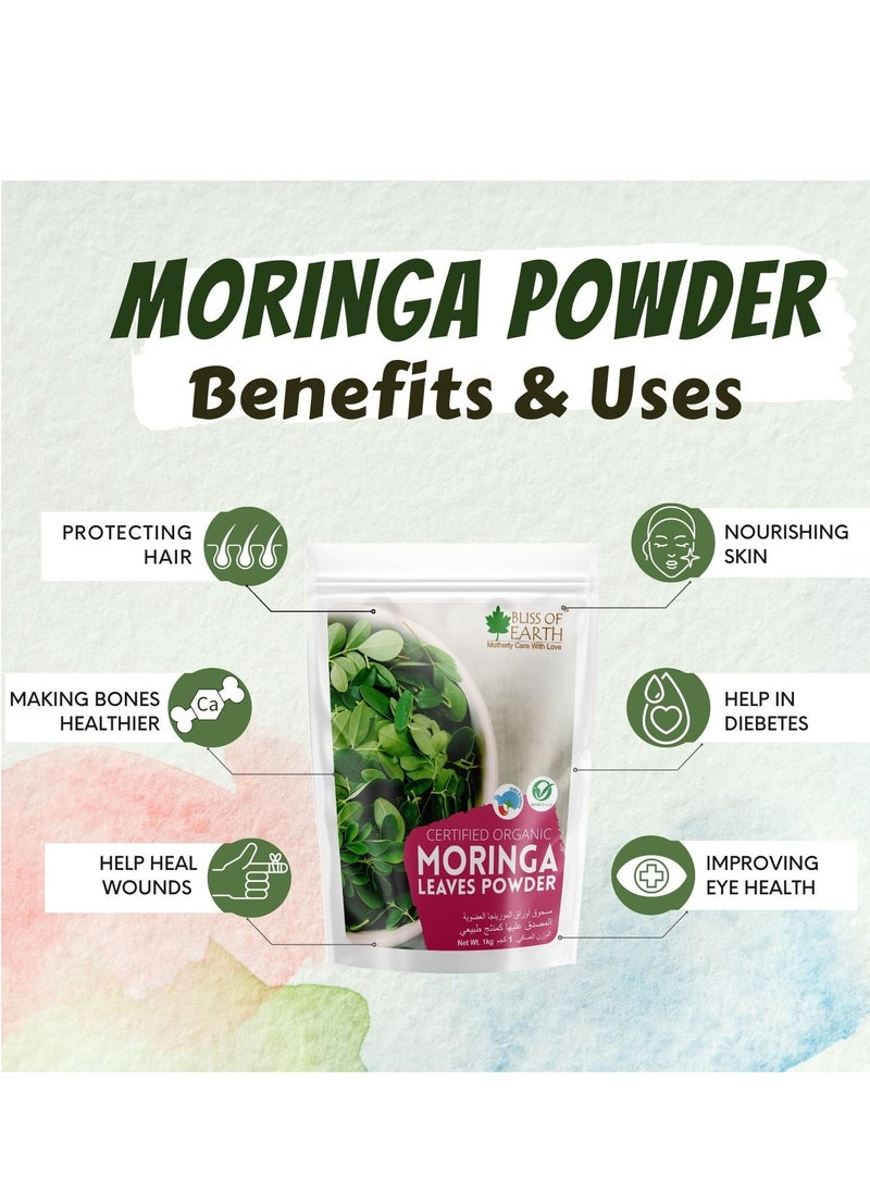 BLISS OF EARTH Bliss of Earth Organic Moringa Leaves Powder For Weight Loss Super Food Dietary Supplement 500gm  - Image 3