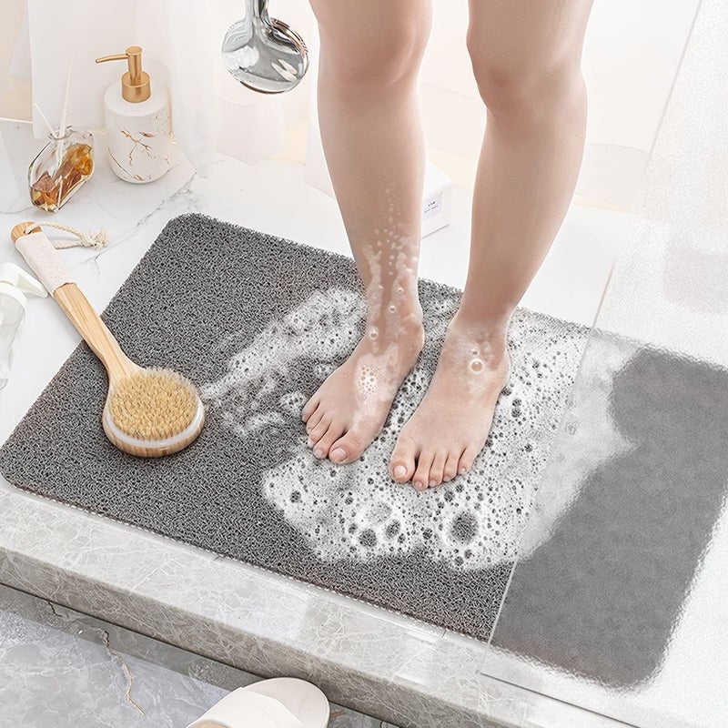 Bathroom Mat Non Slip Bathtub Mat With Drainage Tube Quick Drying Comfortable Shower Mat For Wet Areas Yellow 40x120cm - Image 1