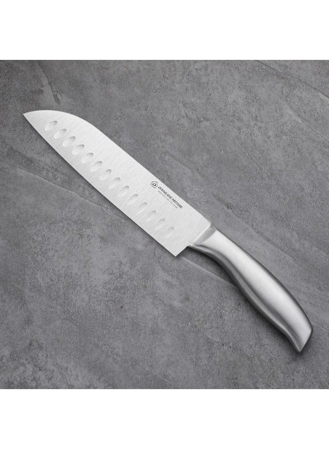 Danube Home Chef'S Delight Celina 7-Inch Santoku Knife Silver Stainless Steel Blade Versatile Chopping And Slicing Ergonomic Handle Perfect For Vegetables Meat And Fish
