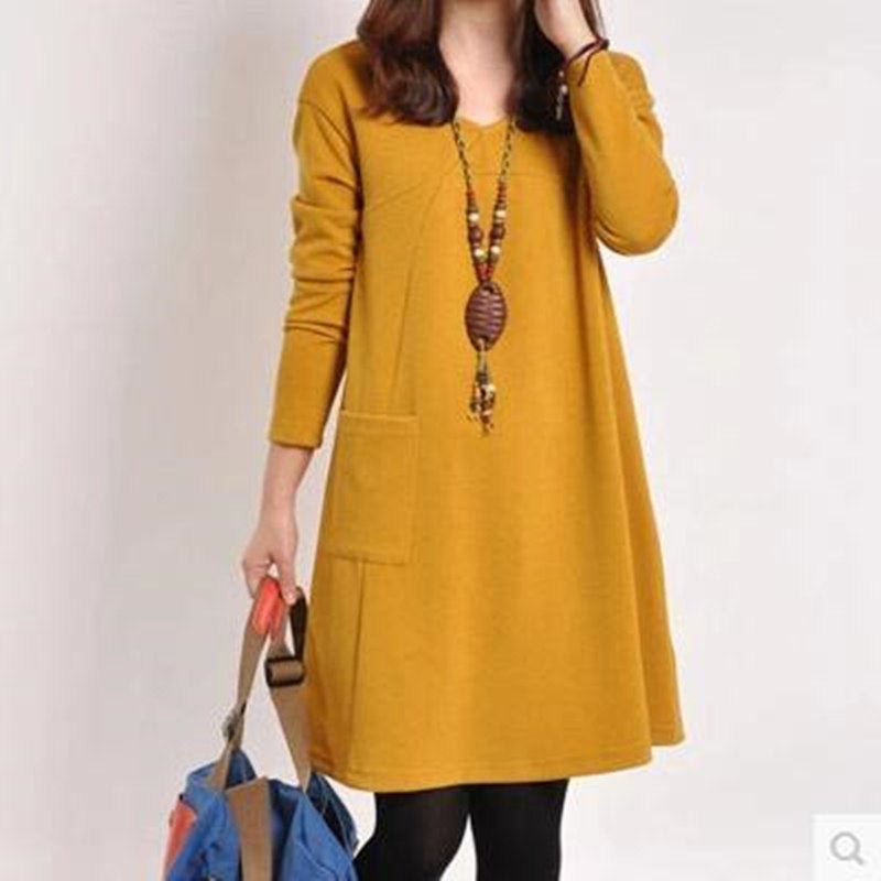 2024 Spring and Autumn plus size Womens chubby girl Autumn and Winter New Loose Slim Medium and Long dress Base Skirt Gray - Image 2