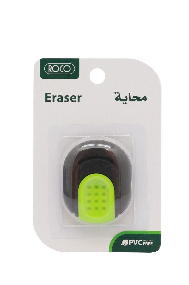 ممحاة مطاطية زر أخضر/رمادي