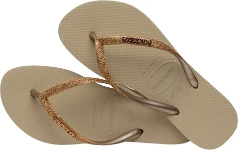 هافاياناس Slim Glitter II Women's Beige Flip-Flops 4146975-9177