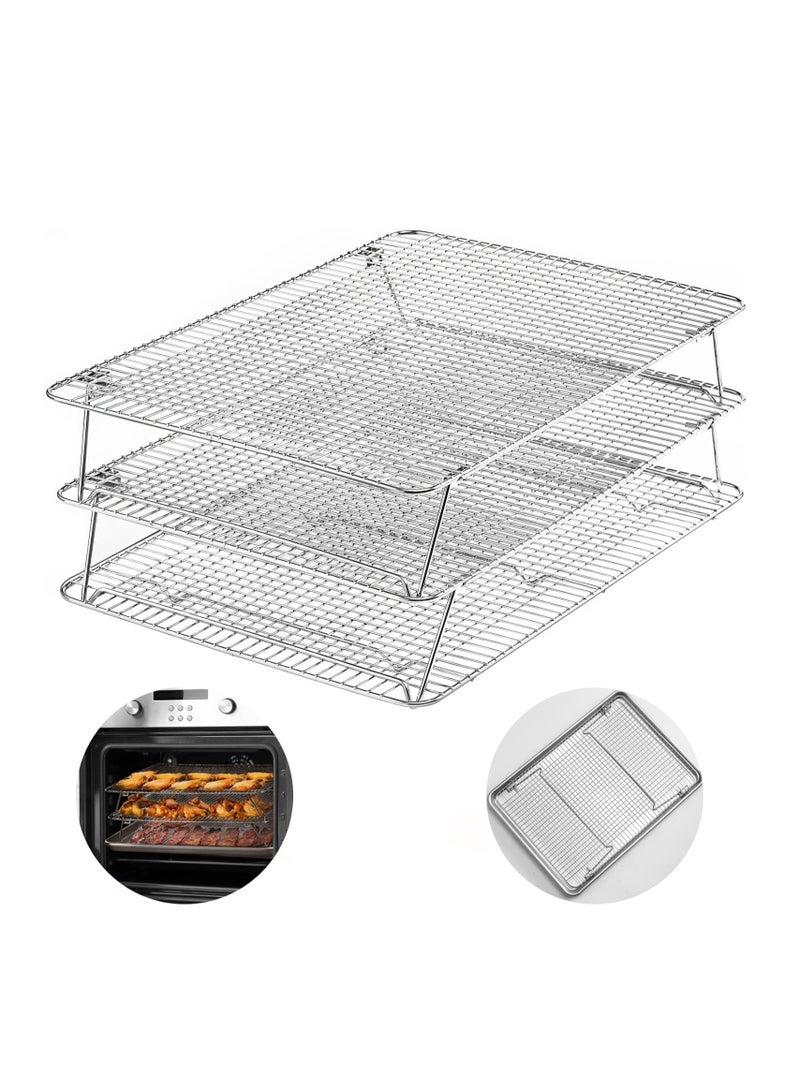 Hiware HIWARE Stainless Steel Stackable Cooling Rack for Baking, 3 Tier 12”x 16.5”,Oven & Dishwasher Salf and Fit Half Sheet,Wire Cooling Racks for Cookie, Pizza, Cake - Image 1