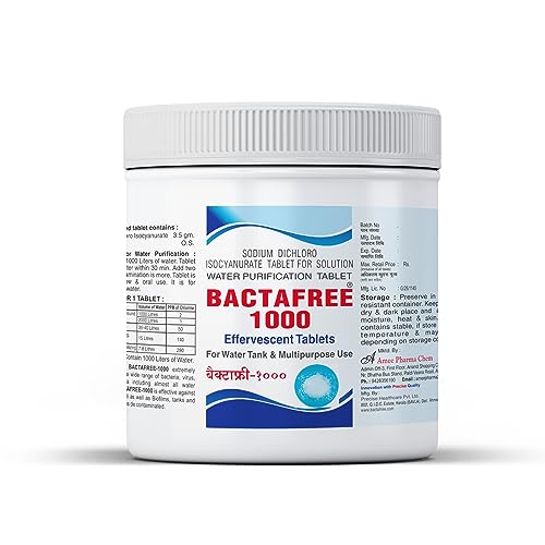 BACTAFREE Chlorine Tablets for Water Tank | Purify 1000 Litres per Tablet, 150 Tablets | Water Purification Tablet, Overhead & Underground Water Cleaning | Effervescent Disinfectant Tablets, Pack of 1 - Image 1