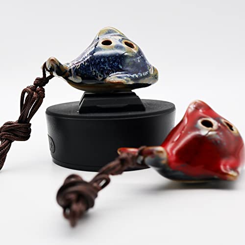 Aestivate 6 Hole Ocarina Fish Shaped Ocarina Alto C Ceramic Ocarinas Instrument C Key Pack of 2 Red and Blue Ceramic Decor - Image 5