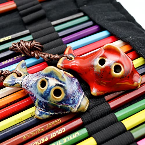 Aestivate 6 Hole Ocarina Fish Shaped Ocarina Alto C Ceramic Ocarinas Instrument C Key Pack of 2 Red and Blue Ceramic Decor - Image 4