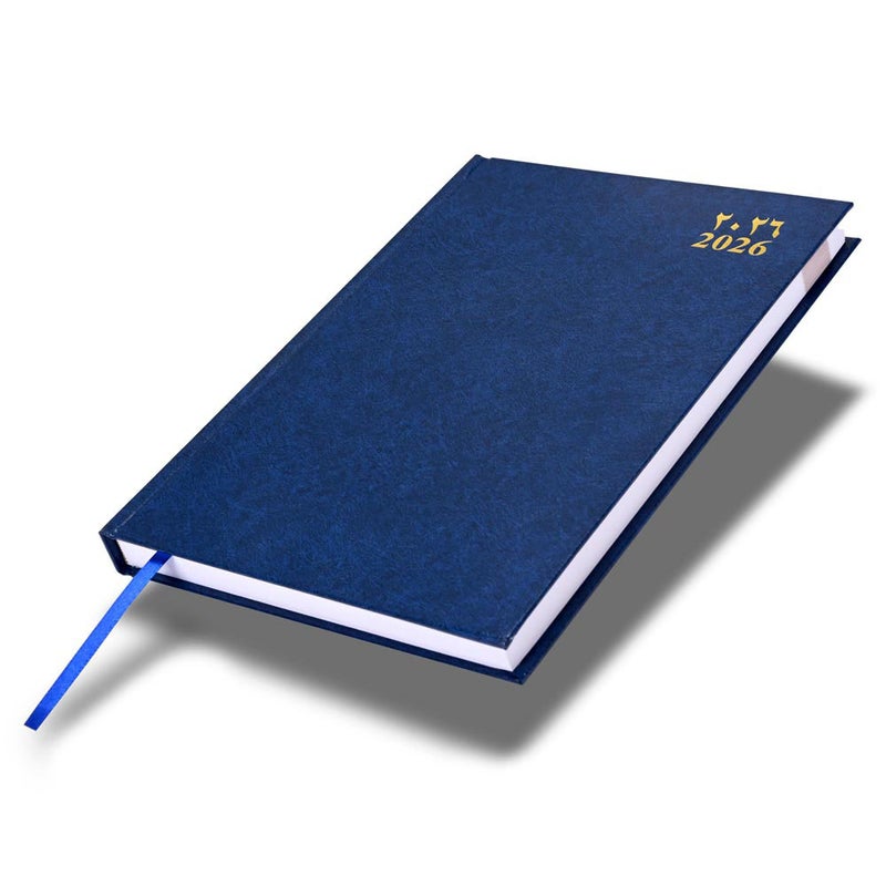 FIS مفكرة أجندة FIS 2026، بحجم 170x240 مم، غلاف صلب من الفينيل، تنسيق يوم واحد في الصفحة، عربي/إنجليزي، ورق أبيض 60 جرام، غلاف أزرق - FSDI75AEV26BL - Image 1