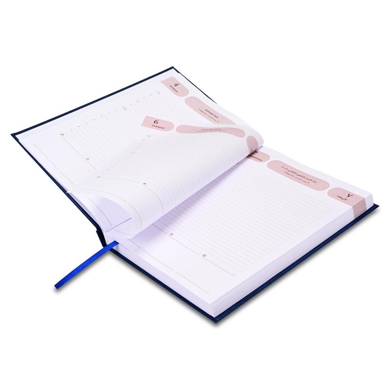 FIS مفكرة أجندة FIS 2026، بحجم 170x240 مم، غلاف صلب من الفينيل، تنسيق يوم واحد في الصفحة، عربي/إنجليزي، ورق أبيض 60 جرام، غلاف أزرق - FSDI75AEV26BL - Image 4