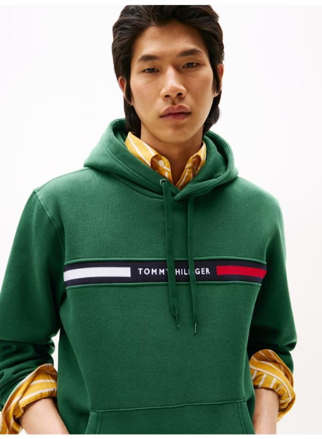 TOMMY HILFIGER Logo Insert Flex Fleece Drawstring Hoody - Image 1