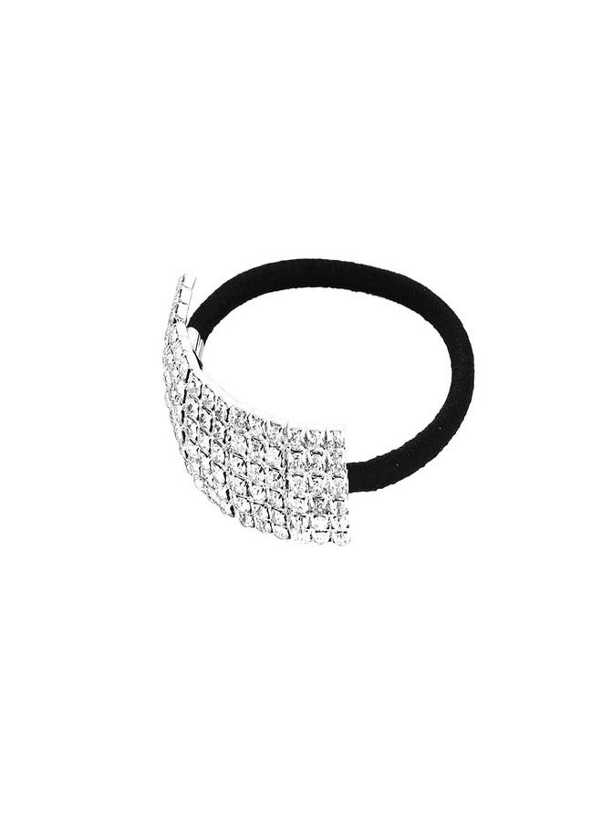 Xiwstar 5Pcs Chic Rhinestone Hair Bands Elastic Crystal Hair Ties Hairband Women Ponytail Holders Scrunchies Hair Accessories Silver - Image 4