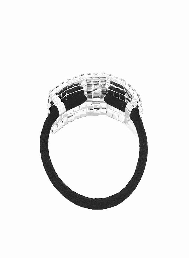 Xiwstar 5Pcs Chic Rhinestone Hair Bands Elastic Crystal Hair Ties Hairband Women Ponytail Holders Scrunchies Hair Accessories Silver - Image 5