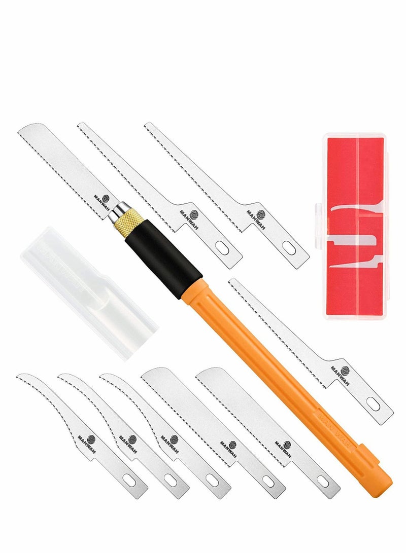 واي آند دي Mini Hand Saw Model Craft Tools Modelling Knife Hobby DIY Razor Hacksaw Tool Kit with 9 Pcs Blades for Cutting Tree Limbs and Branches  - Image 1