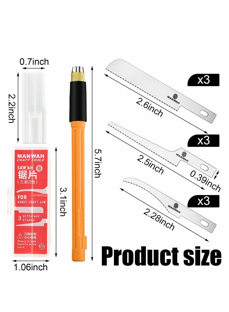 واي آند دي Mini Hand Saw Model Craft Tools Modelling Knife Hobby DIY Razor Hacksaw Tool Kit with 9 Pcs Blades for Cutting Tree Limbs and Branches  - Image 2