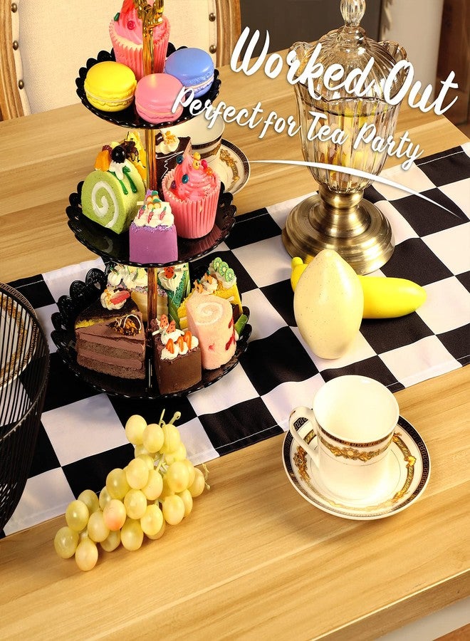 Breling 2 Pack Checkered Table Runner Black and White Tablecloths Racing ​Flag Polyester Tea Party Table Cloths Car Theme Flag Party Picnic Supplies(12.6 x 72 Inch,Checkered) - Image 3