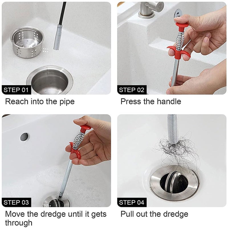 B.K.Jagan and Co B K Jagan & CO Hair Catching Claw Cleaning Stick Drain Plunger Unblocked Kitchen Bath Basin Hair Remover Tool Length 2Ft. (Pack of 2) - Image 4