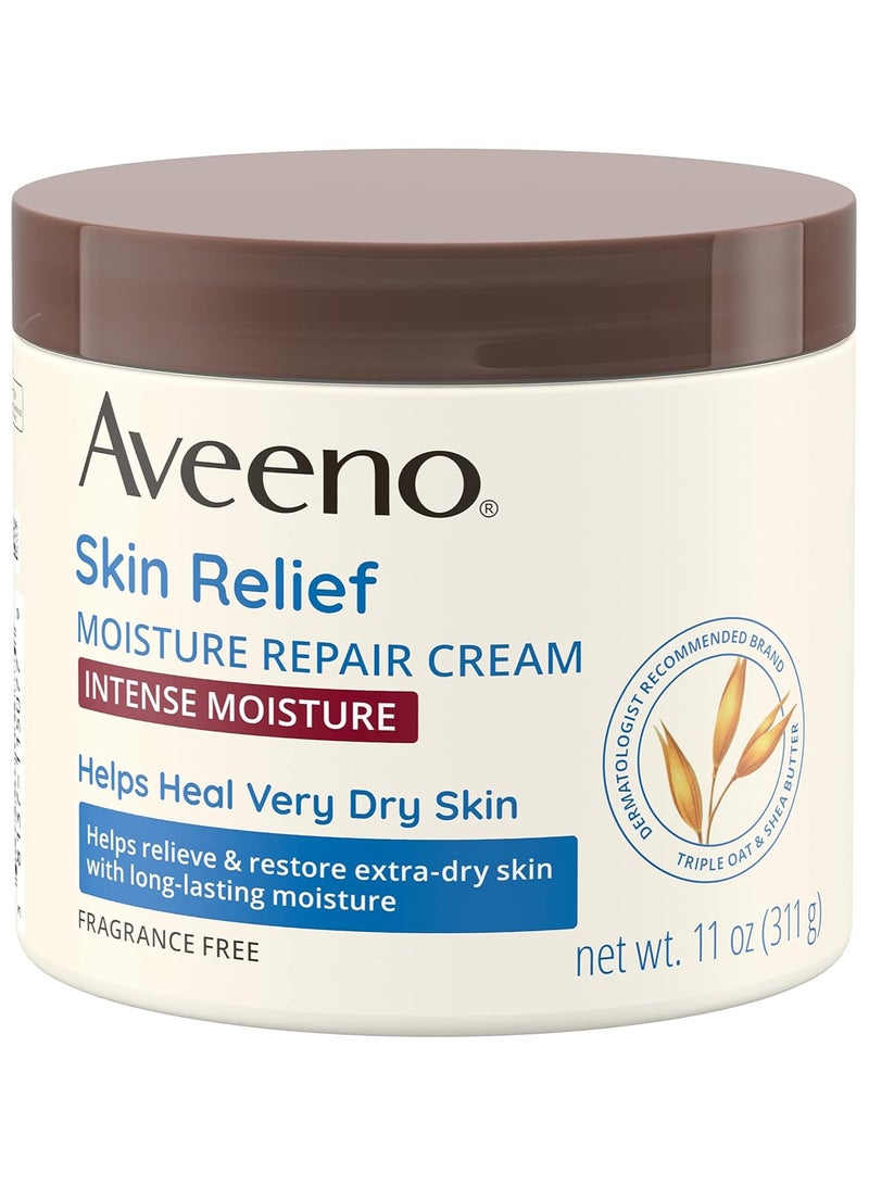 Aveeno Skin Relief Intense Moisture Repair Body Cream with Triple Oat & Shea Butter Formula, Helps Relieve & Restore Extra-Dry Skin with Long-Lasting Moisture, Fragrance-Free, 11 oz 