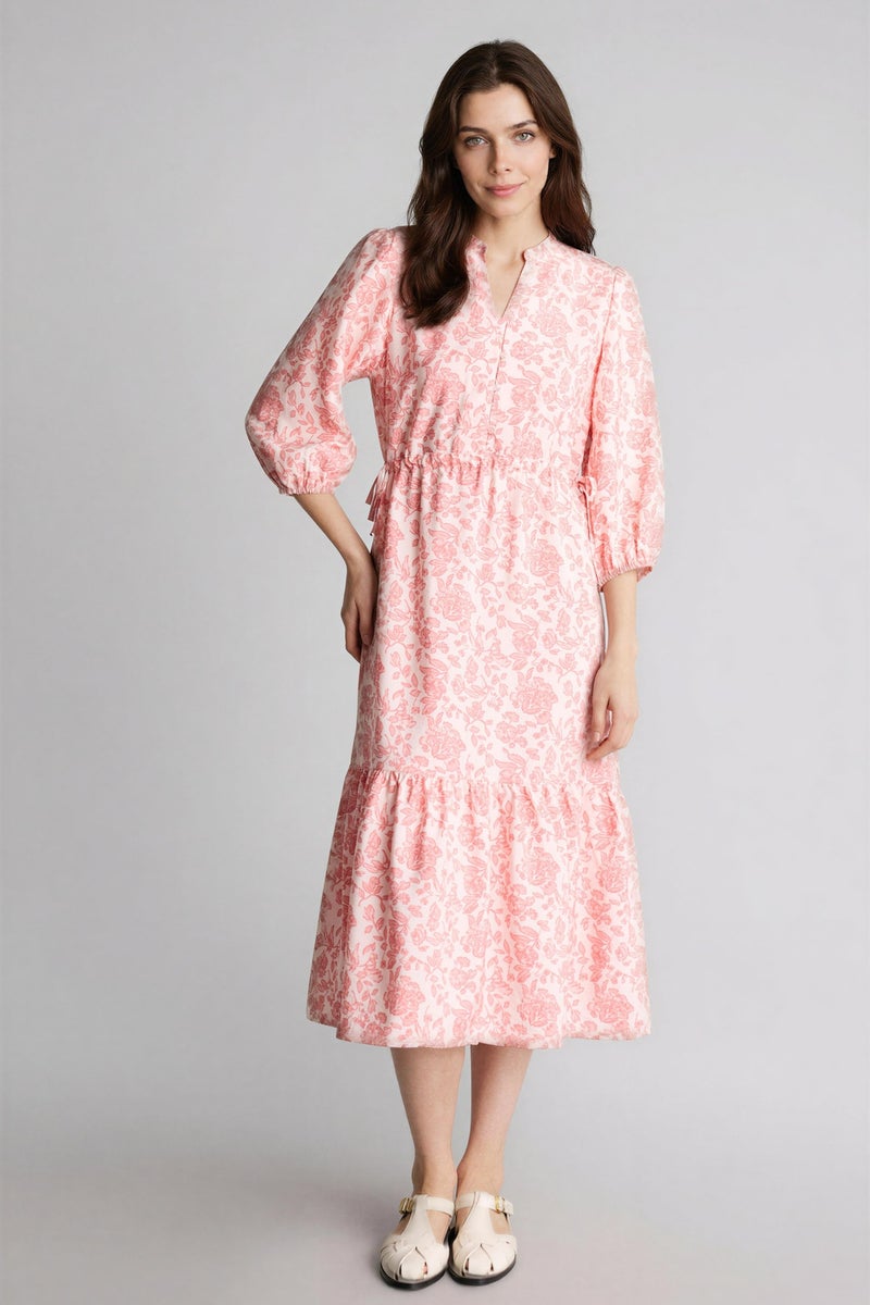 DeFacto Pink Woman A Cut Flap Collar Printed Dress Casual - Image 4