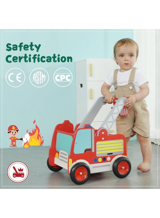 labebe Wooden Baby Walker, Baby Push Walker, Learning Walker Push Toy For Toddlers 1 3 Year Old Boys And Girls, Fire Truck Walker With Wheels - Image 2
