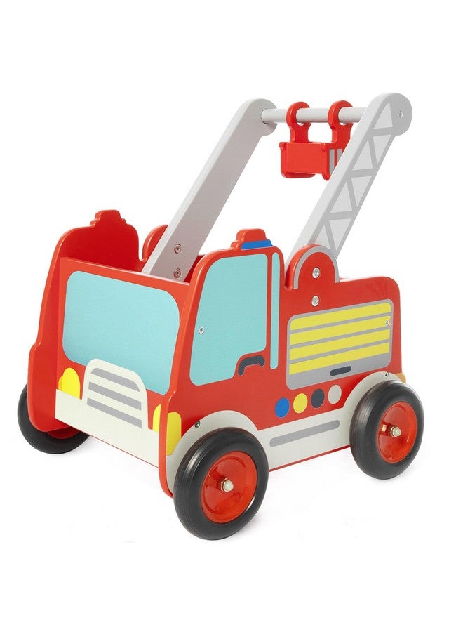 labebe Wooden Baby Walker, Baby Push Walker, Learning Walker Push Toy For Toddlers 1 3 Year Old Boys And Girls, Fire Truck Walker With Wheels - Image 1