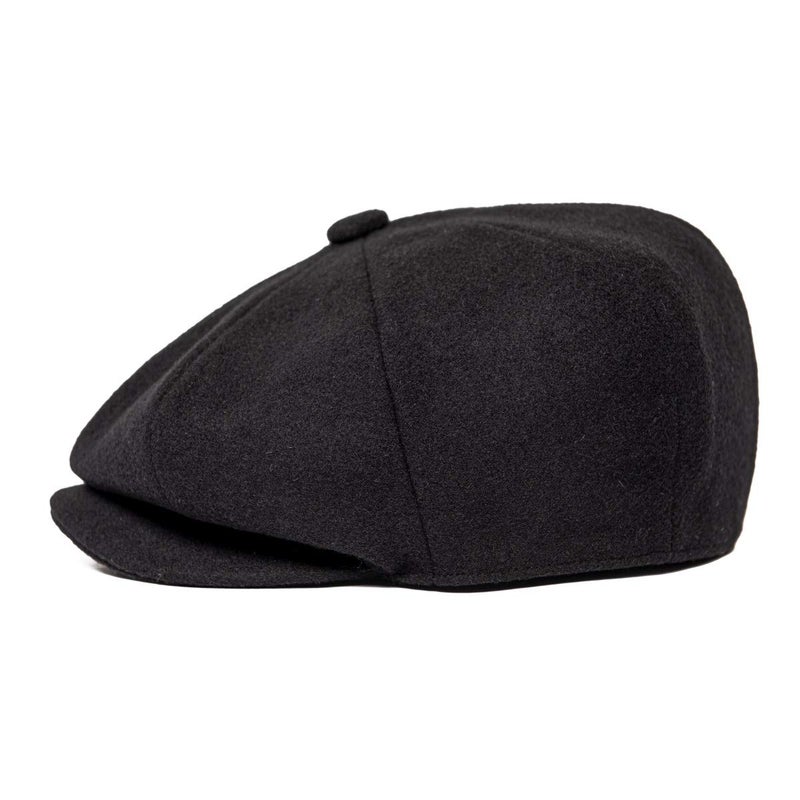 JANGOUL Men Wool Blend 8 Panel Newsboy Cap Tweed Cabbie Hat Snap Brim (Black, 7 1/8) - Image 3