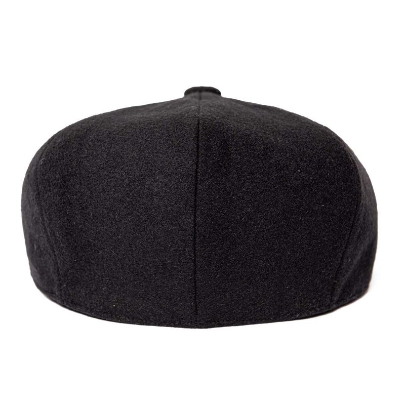 JANGOUL Men Wool Blend 8 Panel Newsboy Cap Tweed Cabbie Hat Snap Brim (Black, 7 1/8) - Image 5