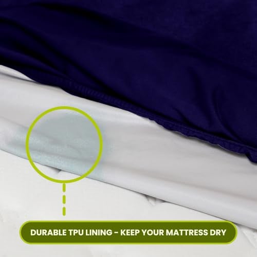 AVI Terry Cotton Ultra Soft Waterproof Bed Mattress Protector Single Size 78x36 inch | Breathable Washable Elastic Fitted Mattresses Cover for Single Size Bed (6.5x3 ft, Navy Blue - Fit On 2-10 Inch) - Image 3