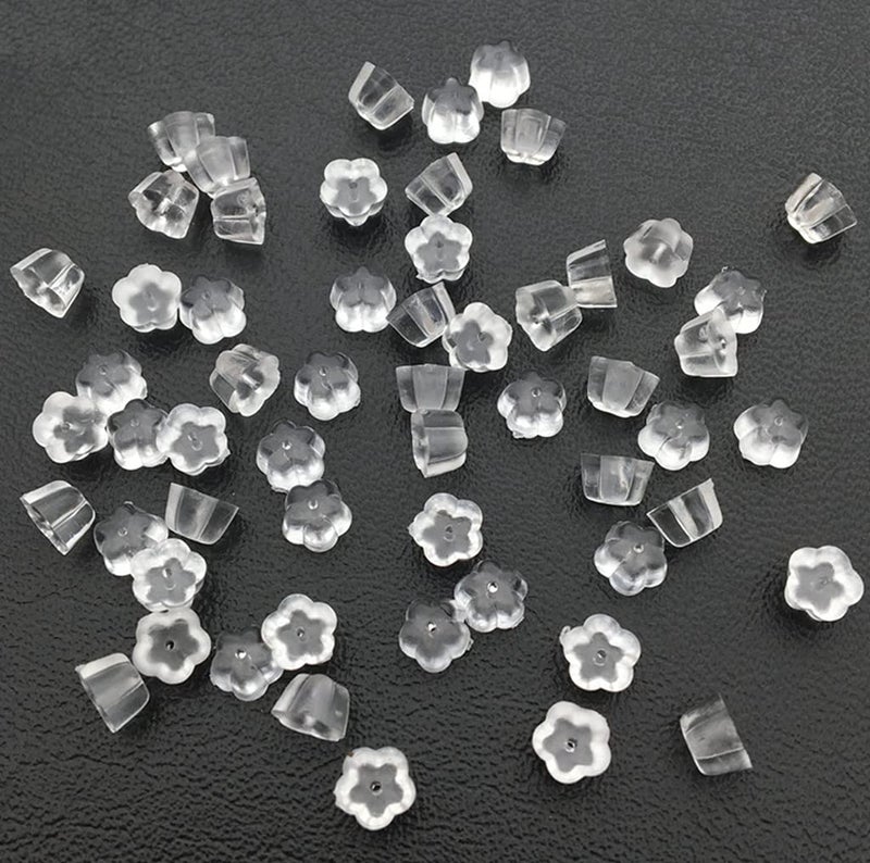 500PCS Silicone Earring Backs Soft Earring Stoppers Clear Earring Backs 500pcs Flower