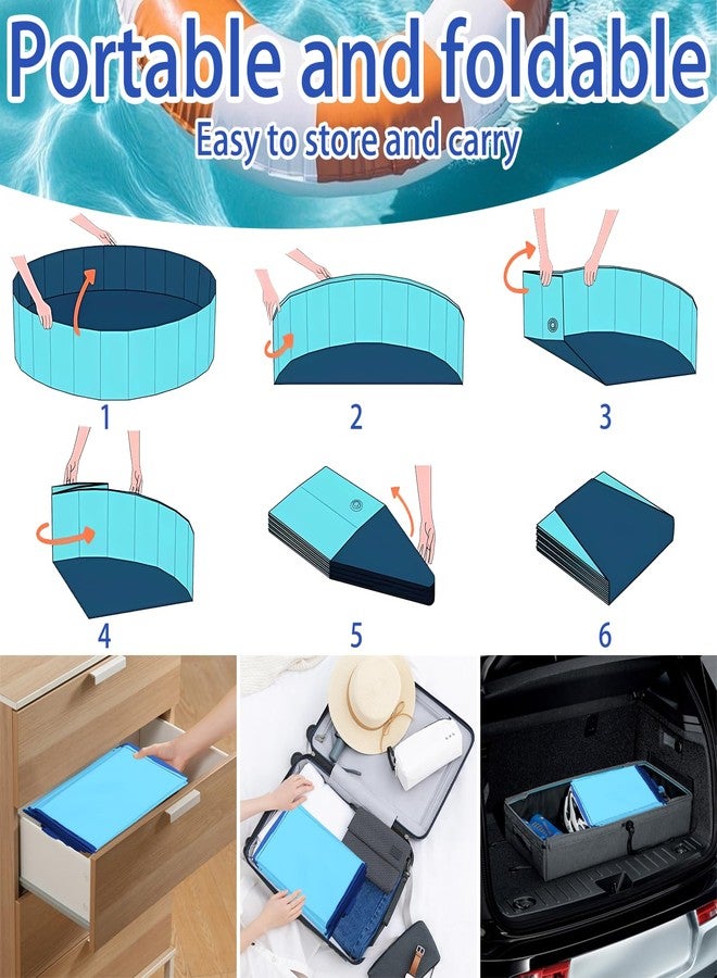 merrisport حوض سباحة كبير مُطوّر على شكل بطة مع سدادة تصريف، 39 × 12 بوصة، مصنوع من مادة PVC شديدة التحمل، مناسب للحيوانات الأليفة (الكلاب والقطط)، لون أزرق، قابل للطي والحمل، للاستخدام الداخلي والخارجي - Image 3