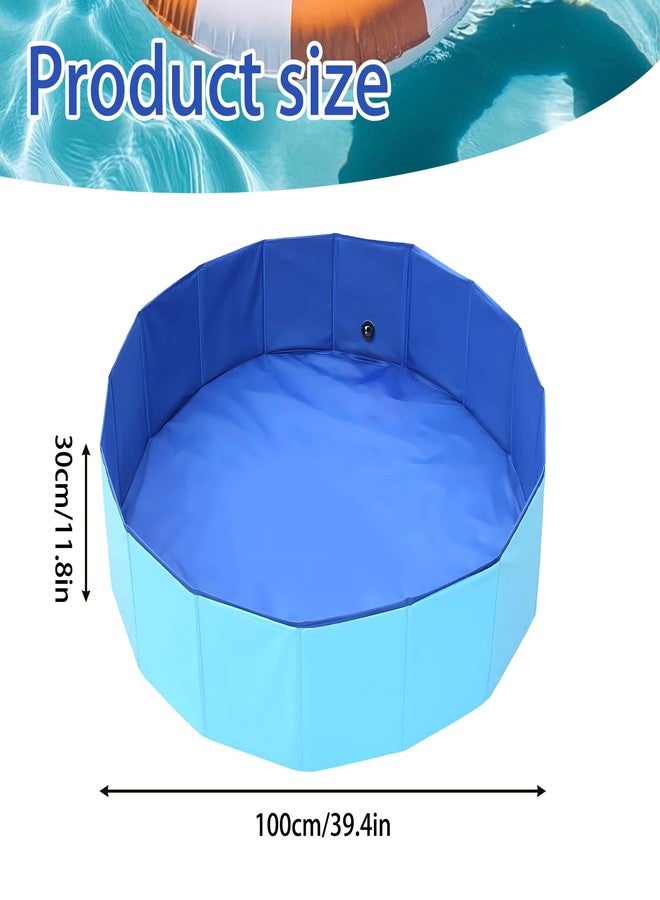 merrisport حوض سباحة كبير مُطوّر على شكل بطة مع سدادة تصريف، 39 × 12 بوصة، مصنوع من مادة PVC شديدة التحمل، مناسب للحيوانات الأليفة (الكلاب والقطط)، لون أزرق، قابل للطي والحمل، للاستخدام الداخلي والخارجي - Image 2