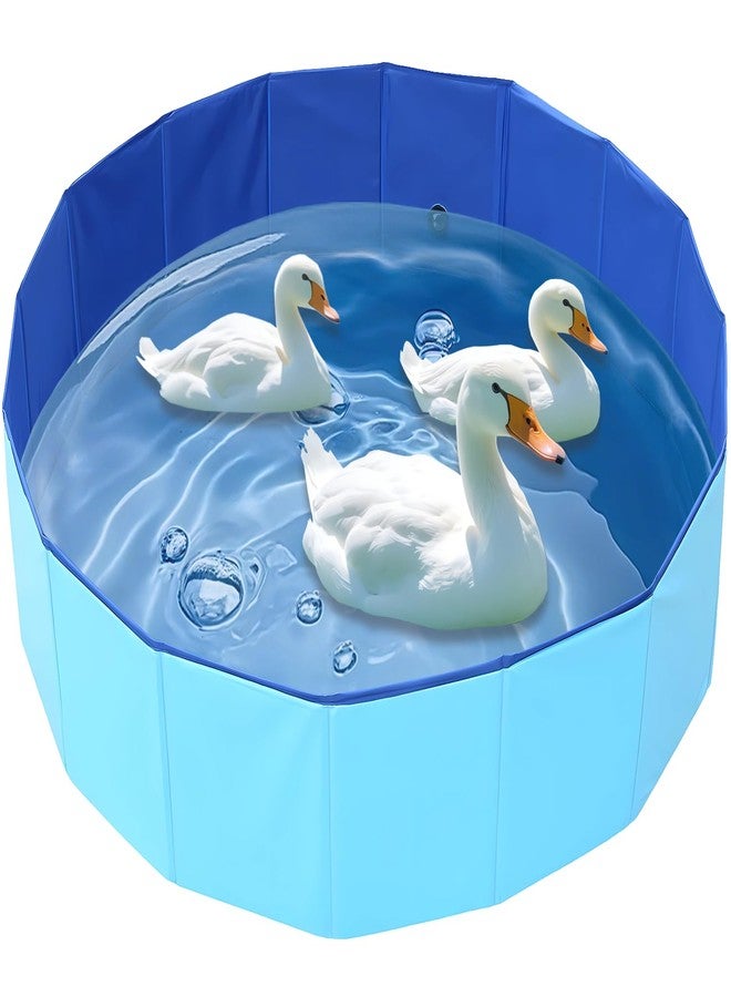merrisport حوض سباحة كبير مُطوّر على شكل بطة مع سدادة تصريف، 39 × 12 بوصة، مصنوع من مادة PVC شديدة التحمل، مناسب للحيوانات الأليفة (الكلاب والقطط)، لون أزرق، قابل للطي والحمل، للاستخدام الداخلي والخارجي - Image 1