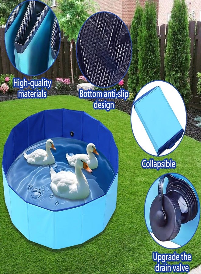 merrisport حوض سباحة كبير مُطوّر على شكل بطة مع سدادة تصريف، 39 × 12 بوصة، مصنوع من مادة PVC شديدة التحمل، مناسب للحيوانات الأليفة (الكلاب والقطط)، لون أزرق، قابل للطي والحمل، للاستخدام الداخلي والخارجي - Image 4