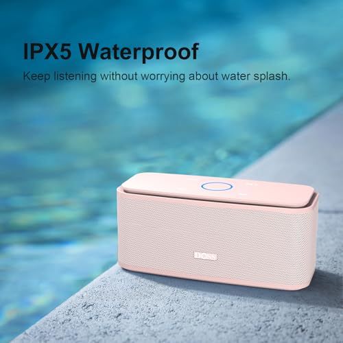 DOSS SoundBox Touch Wireless Bluetooth Speaker-12W HD Sound with Rich Bass, IPX5 Waterproof, 20H Playtime, Ideal Christmas & White Elephant Gift for Men, Women, Teens, Office, Home, Travel-Light Pink - Image 4