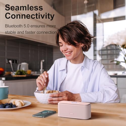 DOSS SoundBox Touch Wireless Bluetooth Speaker-12W HD Sound with Rich Bass, IPX5 Waterproof, 20H Playtime, Ideal Christmas & White Elephant Gift for Men, Women, Teens, Office, Home, Travel-Light Pink - Image 5