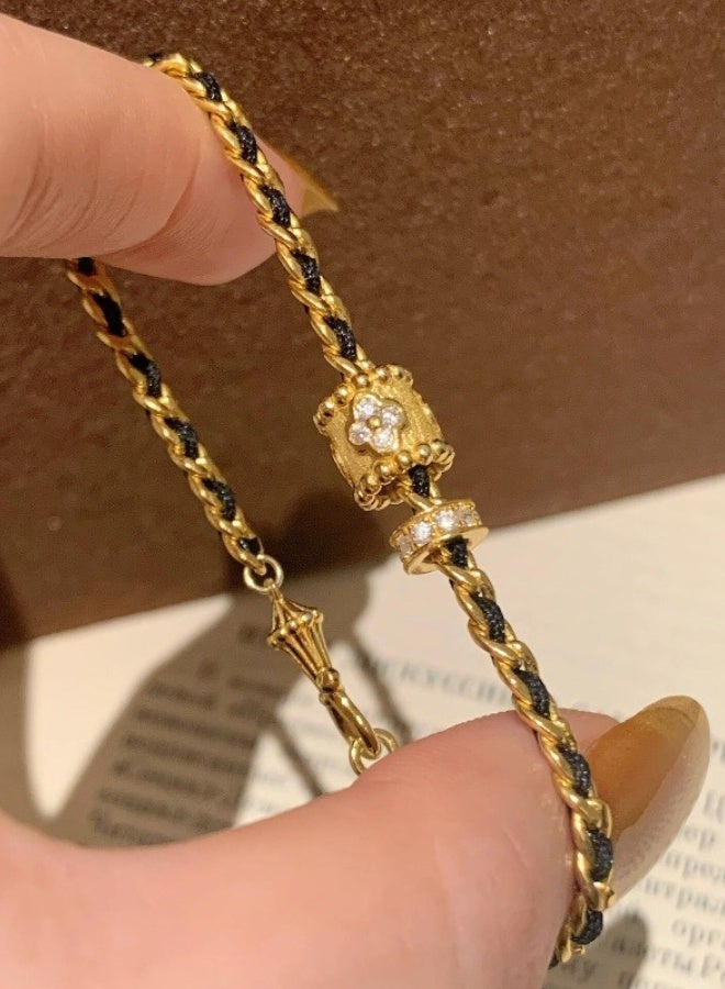 اسوارة نسائية مطلية بذهب 18 قيراط مع زركونيا مضيئة - هيبوالرجينيك - هدية مع صندوق أنيق - للارتداء اليومي - Image 1