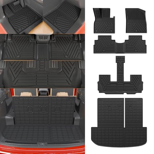 Thinzyou Floor Mats Compatible with 2020-2025 Hyundai Palisade Trunk Mat Cargo Liner TPE Back Seat Cover Protector 2024 Palisade 7 & 8 Seats Accessories (Trunk Mat with Backrest Mats+Floor Mats) - Image 1