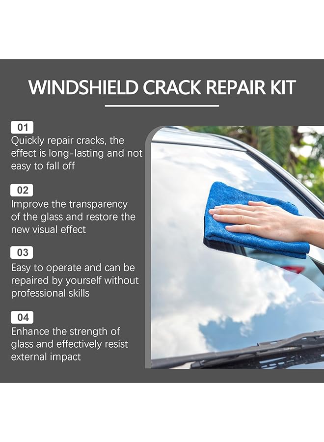 KASTWAVE Windshield Crack Repair Kit, Glass Repair Fluid Cracks Gone Glass Kit Automotive Windscreen Tool For Fixing Chips, And Star-Shaped Crack (20Ml) - Image 5