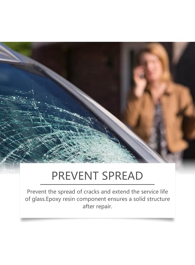 KASTWAVE Windshield Crack Repair Kit, Glass Repair Fluid Cracks Gone Glass Kit Automotive Windscreen Tool For Fixing Chips, And Star-Shaped Crack (20Ml) - Image 4