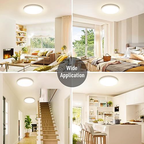 SunRider LED Flush Mount Ceiling Light Fixture, 4000K Neutral White, 2400LM, 12 Inch 24W Round Ceiling Lights, 240W Equiv. Panel Lamp, Non-Dimmable - Image 5