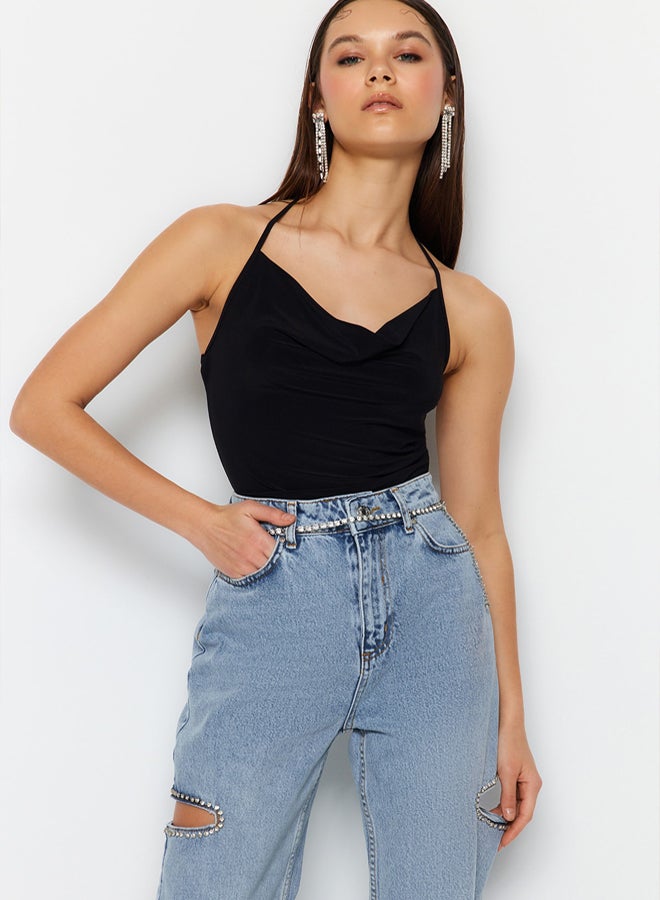 trendyol Black Loose Collar Knitted Bodysuit  - Image 2