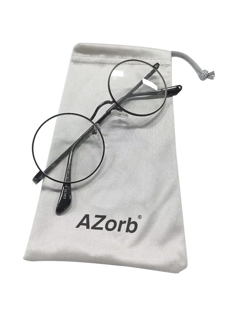 AZorb Blue Light Blocking Glasses for Women Men Retro Round Metal Frame Eyeglasses (Black) - Image 3