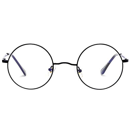 AZorb Blue Light Blocking Glasses for Women Men Retro Round Metal Frame Eyeglasses (Black) - Image 5