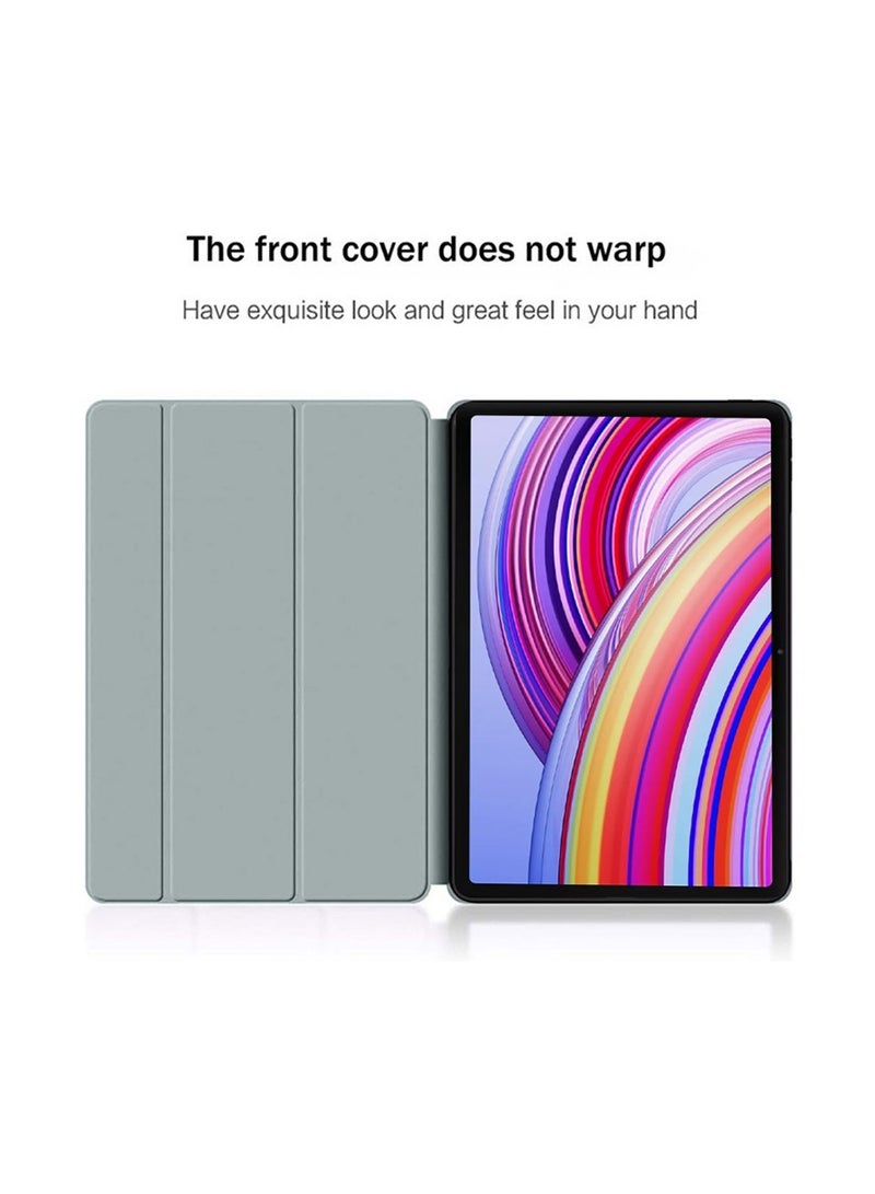 Techie Smart Folio Flip Trifold Back Case with Auto Wake/Sleep Function Cover for Xiaomi Redmi Pad Pro 12.1 / Poco Pad 12.1 2024 – Grey - Image 4