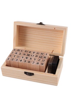 Excefore Alphabet Letter Number Stamps Set, Wooden Rubber Stamps Kit for DIY Craft Card and Photo Album  - Image 1