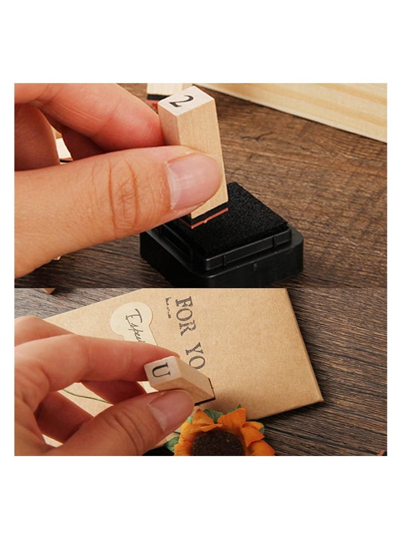 Excefore Alphabet Letter Number Stamps Set, Wooden Rubber Stamps Kit for DIY Craft Card and Photo Album  - Image 3